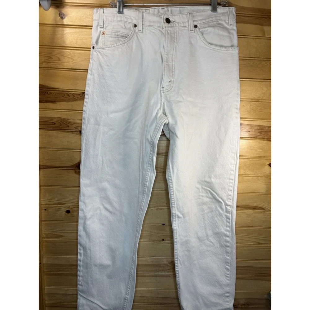 Vintage Levi's 550 Jeans Men's 34x32 White Orange Tab‎ Denim Made in USA 90s